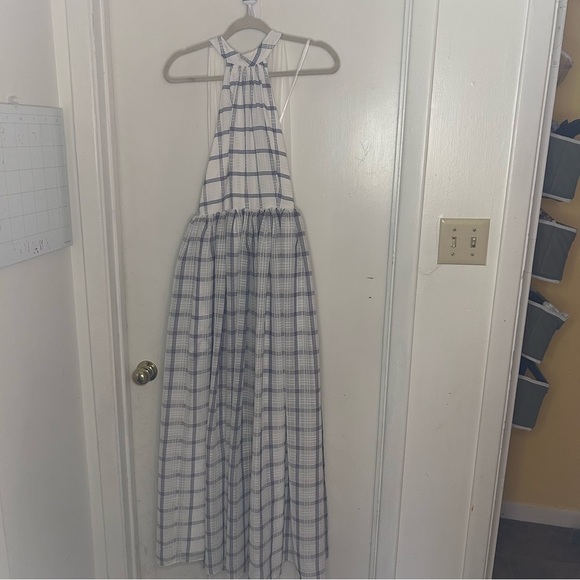 Gianni Bini x Venita Aspen Tinsley Plaid Maxi Dress Halter Ivory/Navy Sz 4 NWT - Picture 13 of 13